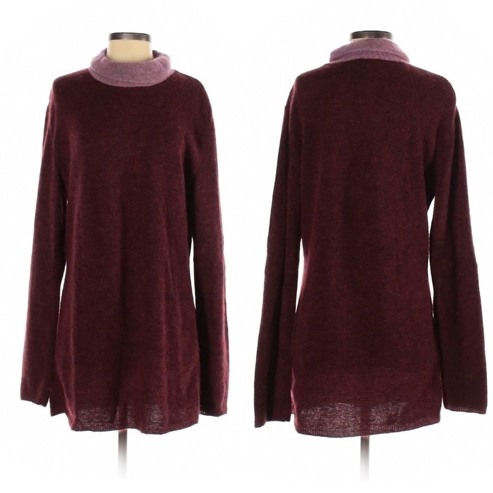 CAPUCINE PUERARI Italian Mohair Wool Long Turtleneck Sweater L